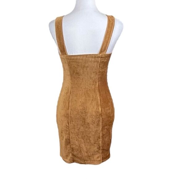 NWT No Boundaries Junior’s Camel Color Bodycon Suspenders Dress, Size S - Picture 2 of 8